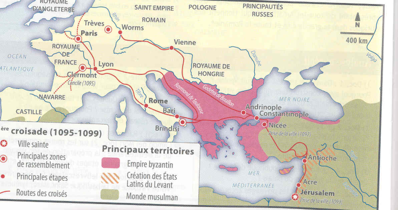 Carte de la première croisade Carte de la première croisade
