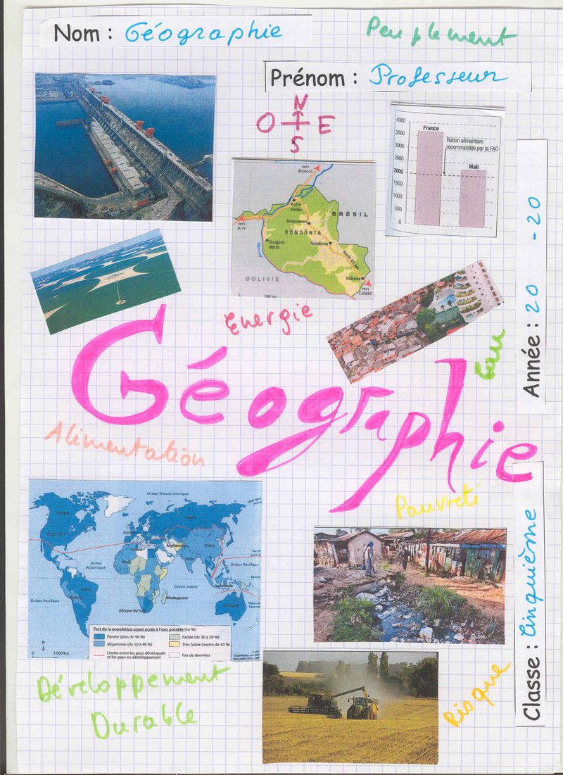 Couverture cahier géographie