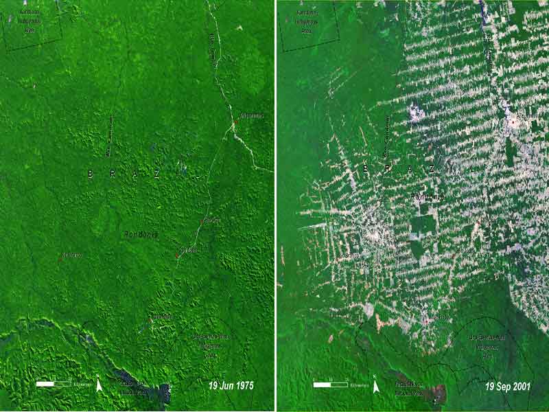 Photographie satellites front pionnier Rondonia