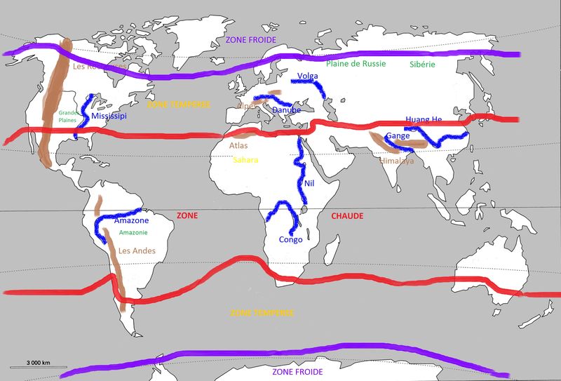 Monde - reliefs et climats