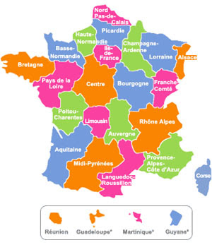 Carte Repères - France régions