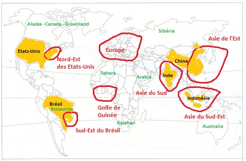 Monde - Répartition de la population