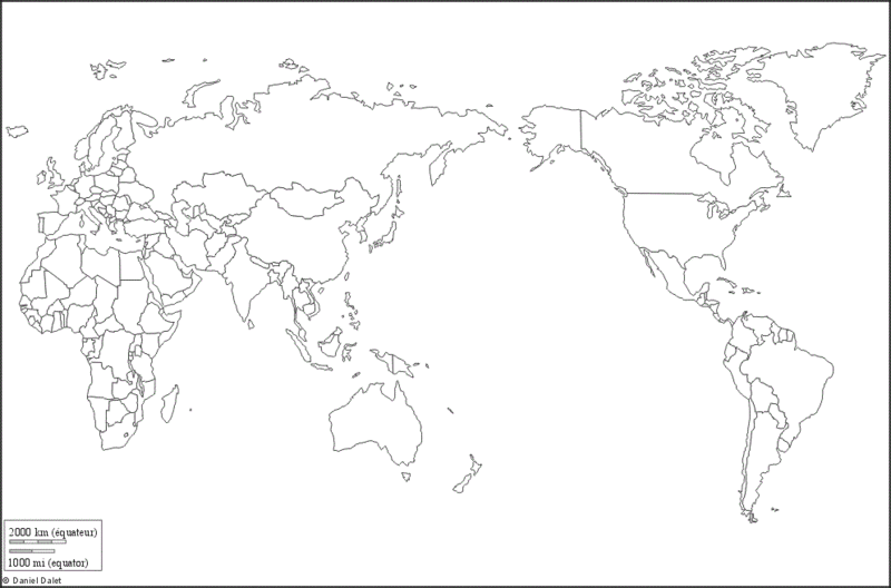 Fond de carte - Monde centré Océan pacifique