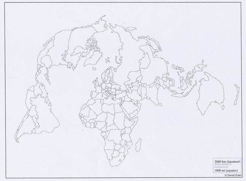 Fond de carte - Monde centré pôle