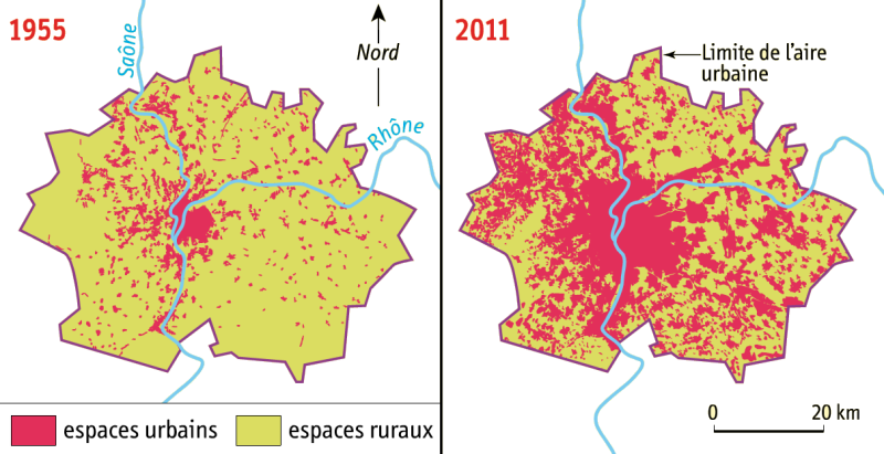 Carte - étalement lyon