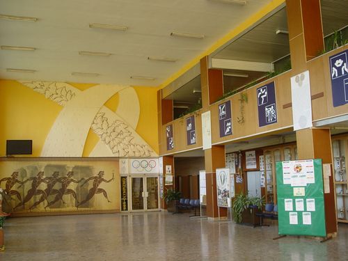 In the hall of the Slovakian school